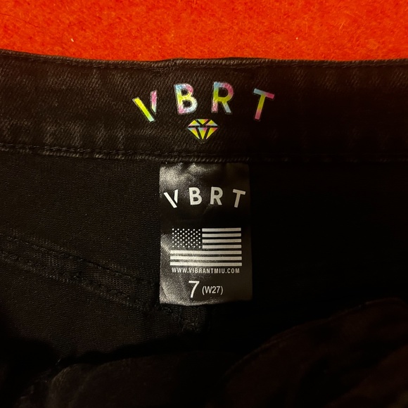 Vibrant M.I.U black with painted white bands and crossover waist jeans NWT - Picture 5 of 14